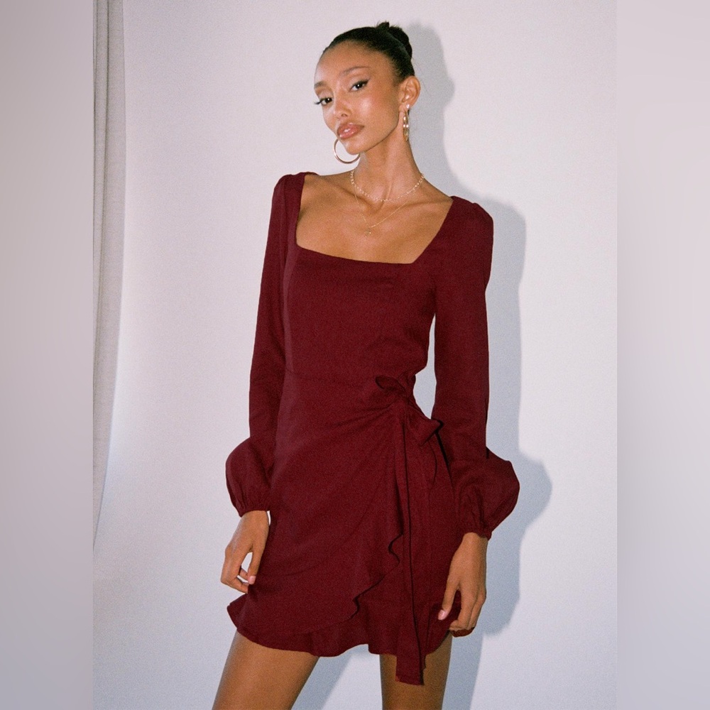 Princess Polly The Villa Mini Dress In Burgundy Size 6 - Picture 5 of 15